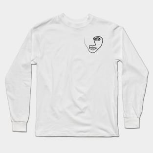 Face Line Art Black Long Sleeve T-Shirt